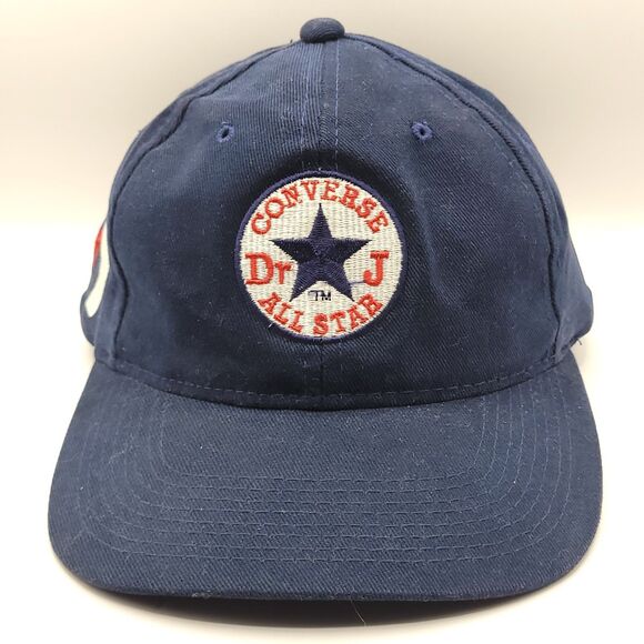 Vtg Converse Dr. J All Star Hat Navy Blue Adjustable Strapback Covee Cotton GUC - Picture 2 of 9